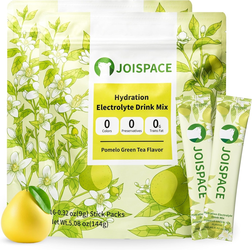 JOISPACE שתיה אלקטרוליטית לערבב עם תה פוליפנולים | Fasthydrtion & Electrolytes Boost | Non-GMO, טבעוני, Gluten-Free | Pomelo Tea, 32 משרתות