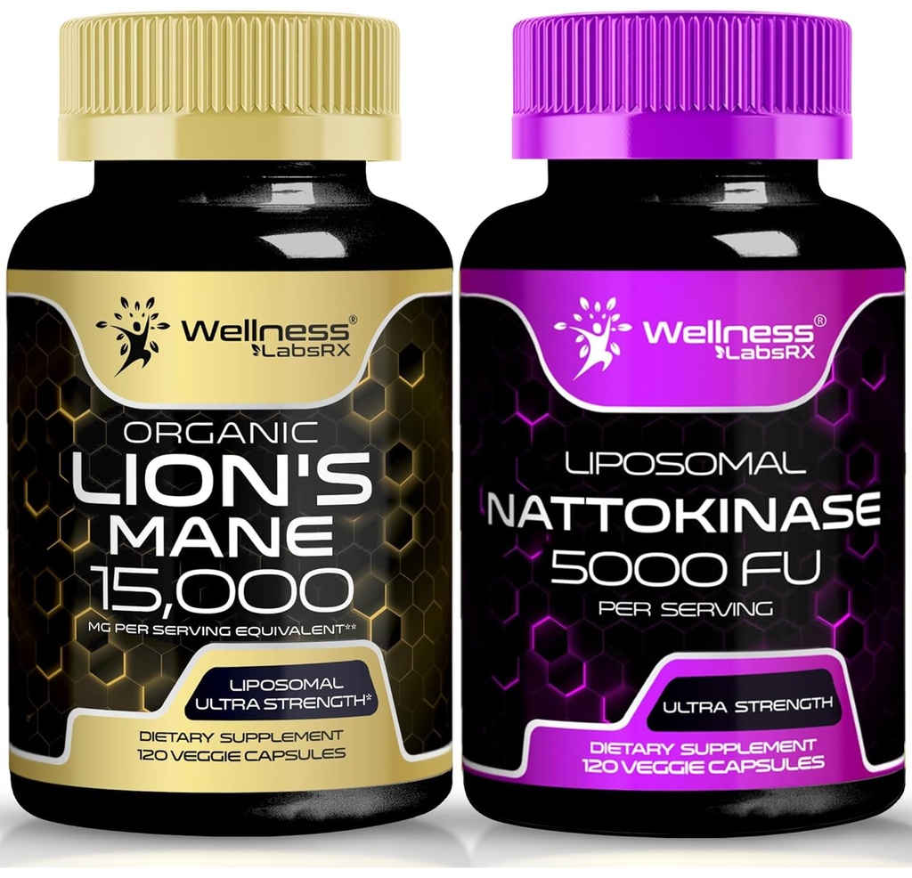 Goodness LABSRX Lions Mane תוספי קפסולות עם קפסולות Nattokinase