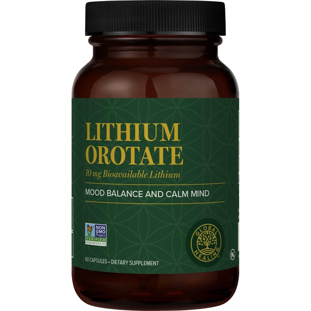 מרכז הריפוי העולמי - Lithium Orotate 10 מ"ג - non-GMO, Gluten Free, Vegan Friendly Brain Lithium תוסף לתמיכה Mood, Function, and Clarity (60 קפסולות)