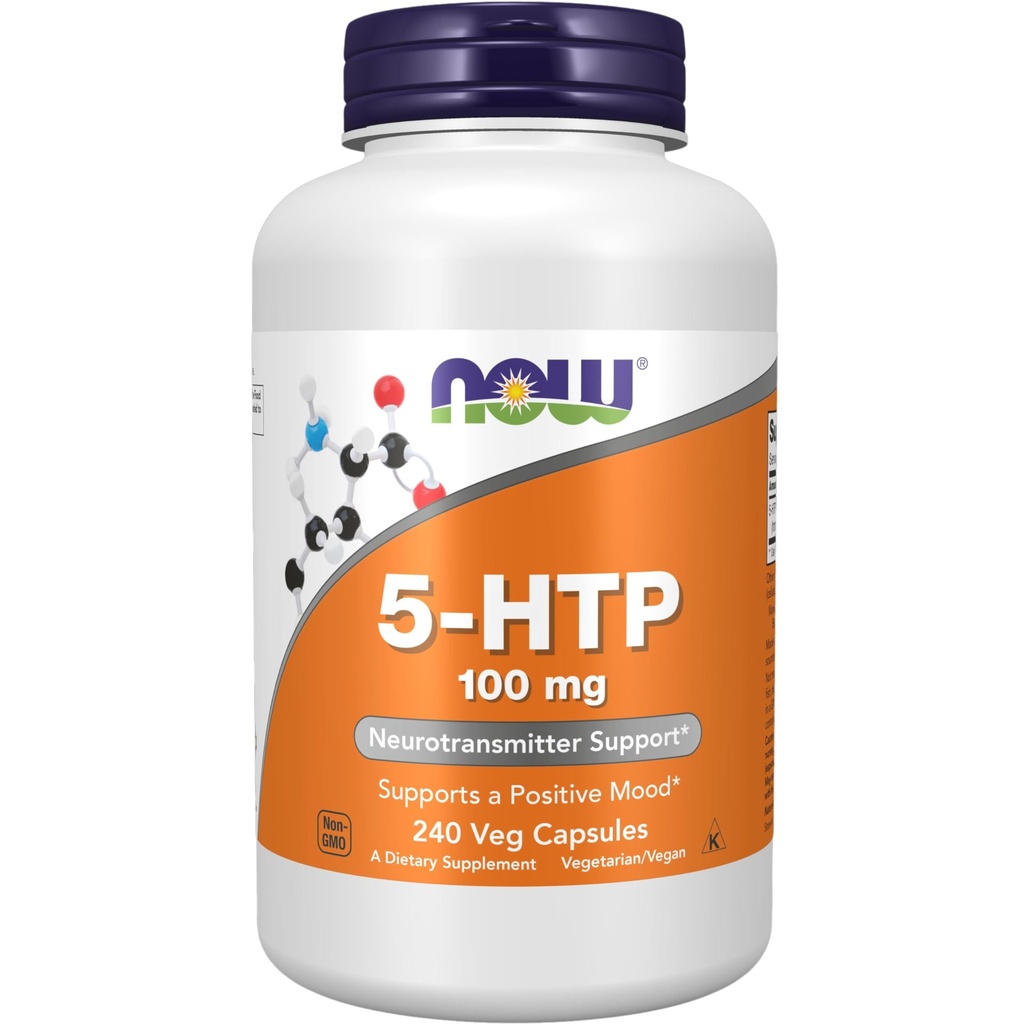 עכשיו תוספי מזון, 5-HTP (5-hydroxytryptophan) 100 מ"ג, תמיכה נוירוטרנסמיטר *, 240 קפסולות Veg