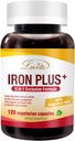 Lovita Iron 18 מ"ג, 6 ב 1 ברזל תוספת לנשים, ויטמין C, Dong Quai & B12, ויטמין טבעוני לתמוך Red Blood Cell הפקה ללא עצירות, 120 קפסולות