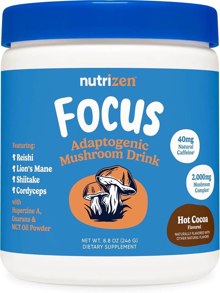 מזון תזונתי זולזן AM Focus Fitogenic Mushroom (Hot Cocoa Flavored) 30 משרתות - כולל ריישי, אריה מאן, Shiitake, Cordyceps