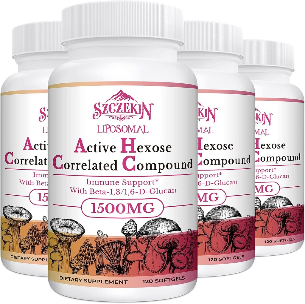 1500 מ"ג Liposomal Active Hexose Cor Related תוסף, 480 Soft Gels Beta-Glucans עם חומרי חילוף טבעיים, מערכת החיסון, הפונקציה Liver, לשמור על T-Cell & Killer Cell Activity