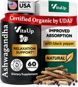 Ashwagandha קפסולות 1310 מ"ג עם Black Pepper - ארה"ב יצרה תוספי Ashwagandha עבור תמיכה מרגיעה, פונקציונליות קוגניטיבית נורמלית רמות אנרגיה איזון - 60 Caps
