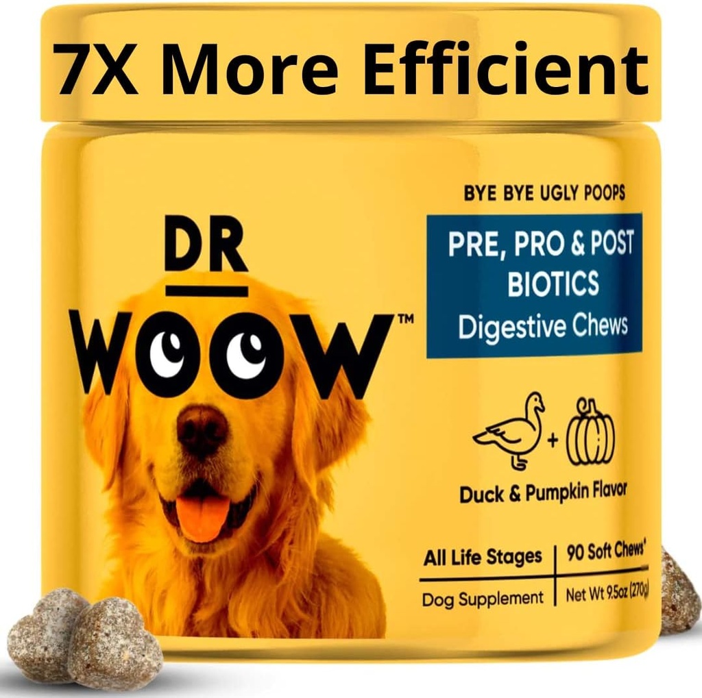 Probiotics for Dogs, Pet Dog Probiotics and Digestive Enzymes, Duck & Pumpkin Flavor Dog Probiotic Supplements, Dog Vitamins Dog Probiotic Chews and Prebiotics for Dogs, Dog Gas Relief