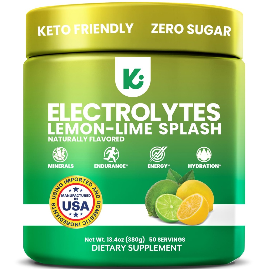 אבקת Keppi Electrolytes - לימון Lime Flavor 50 משרתים - No Sugar hydrotion תוסף עם Potassium, Magnesium, Sodium - Keto, Vegan, Fasting-Friendly, Zero Calorie Electrolyte Drink