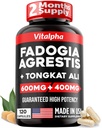 Ultra Concentrated 86,000 מ"ג Fadogia Agrestis Tongkat Ali Band - 200:1 טונגקאט עלי + 10:1 Fadogia Agrestis + Bioperine - תערובת כוח מקסימלי עבור ביצועים ושרירים ביצועים - 120 V-Caps