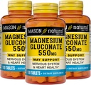 מייסון Natural Magnesium Gluconate 550 מ"ג, 300 יום אספקת תמיכה רגילה לבריאות הלב ומערכת העצבים, 100 טבליות (Pack of 3)