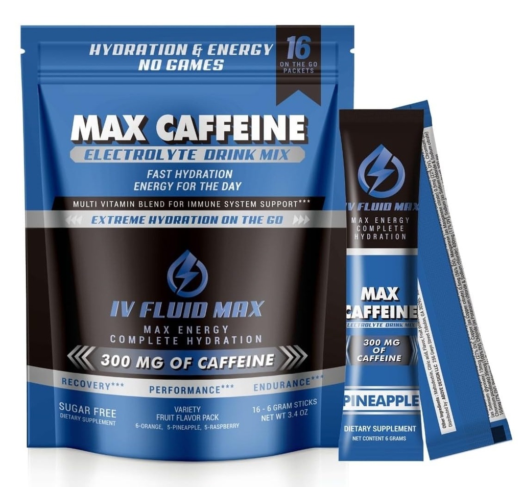 Hydration Acceleration - 300 mg Caffeine - Electrolyte + Energy Drink Mix - Preworkout/Recovery Drink