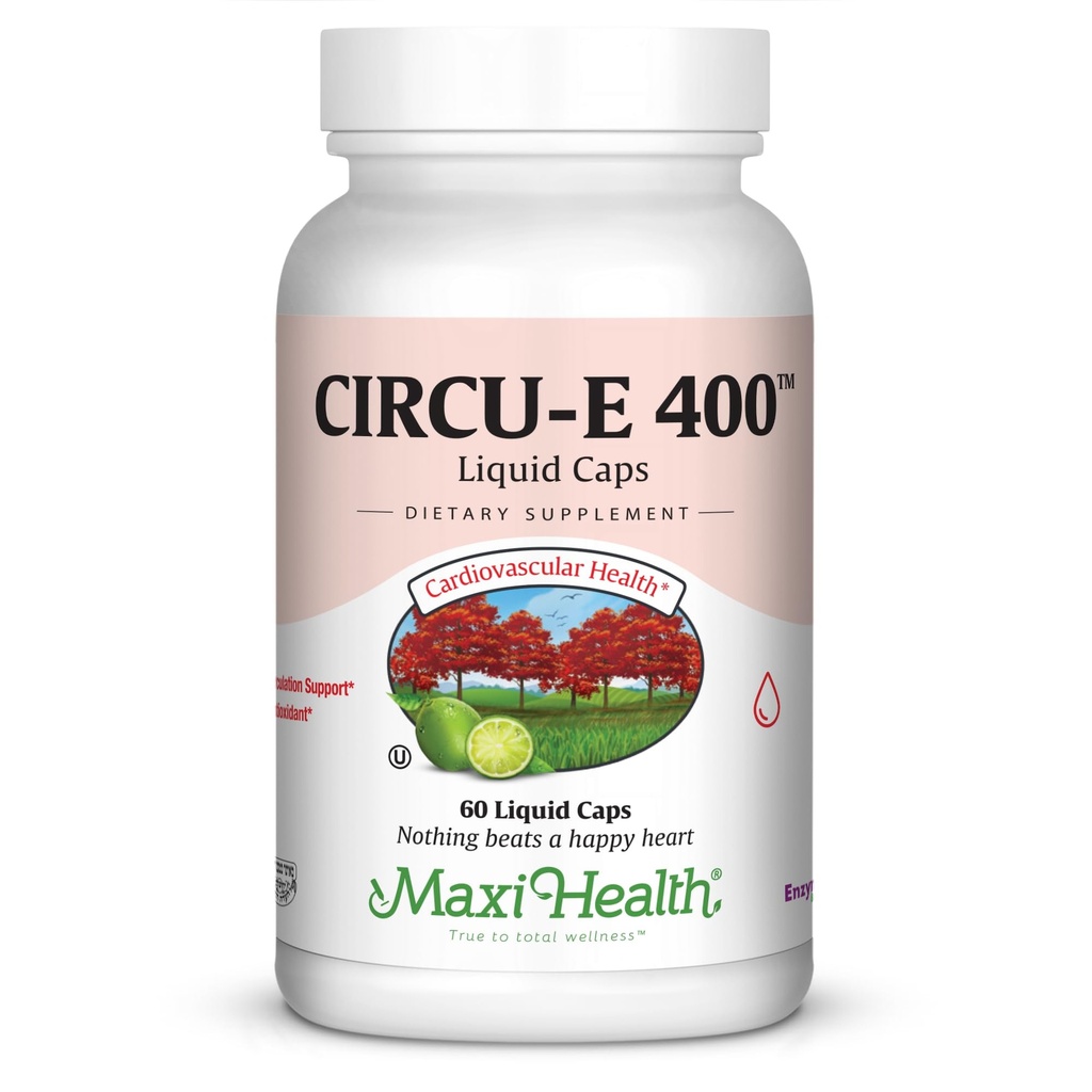 Maxi Health Circu-E 400 IU - ויטמין טבעי E - תמיכה במערכת ההגנה של הגוף - 60 קפסולות - כשרות