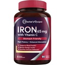 המתכון של הדוקטור תוספת ברזל 65 מ"ג עם ויטמין C - Maximized Absorption & Stomach Friendly Iron Pills for Red Blood Cells Formation, Heart, Brain & Immunity Health - טבעוני Non-GMO 90 Tablet