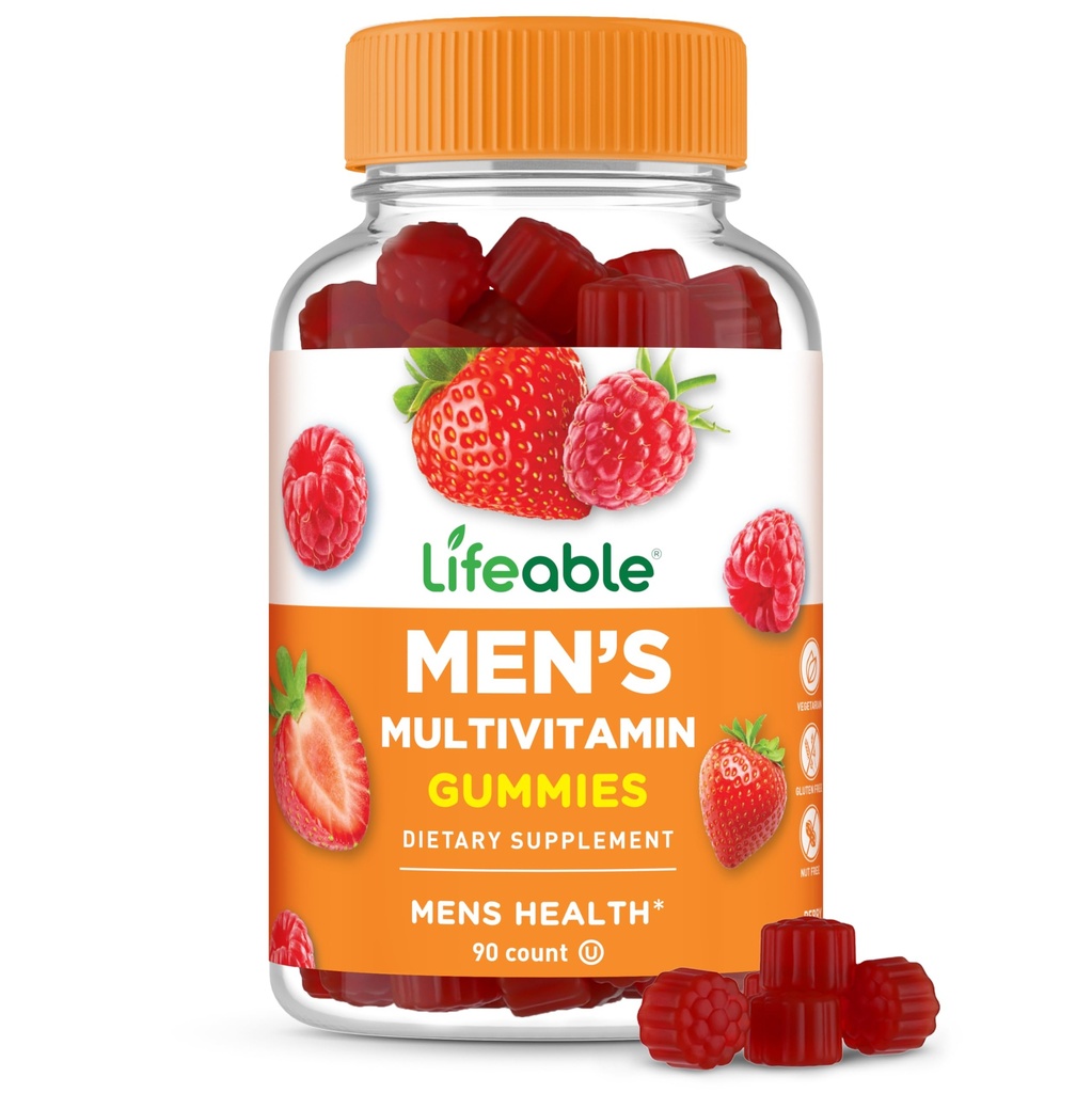 Multivitamin for Men Gummies | VIT A, C, D, E, B1, B2, Niacin, B5, B6, Folate, B12, Biotin, Iodine, Zinc, Chromium, Geneseng, Lycopene, Inositol | Mens Multivitaminsmies