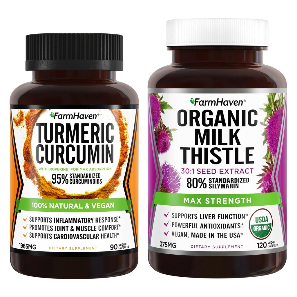 חלב חווה זהה 120 קפסולות ו- Turmeric Curcumin 90 קפסולות