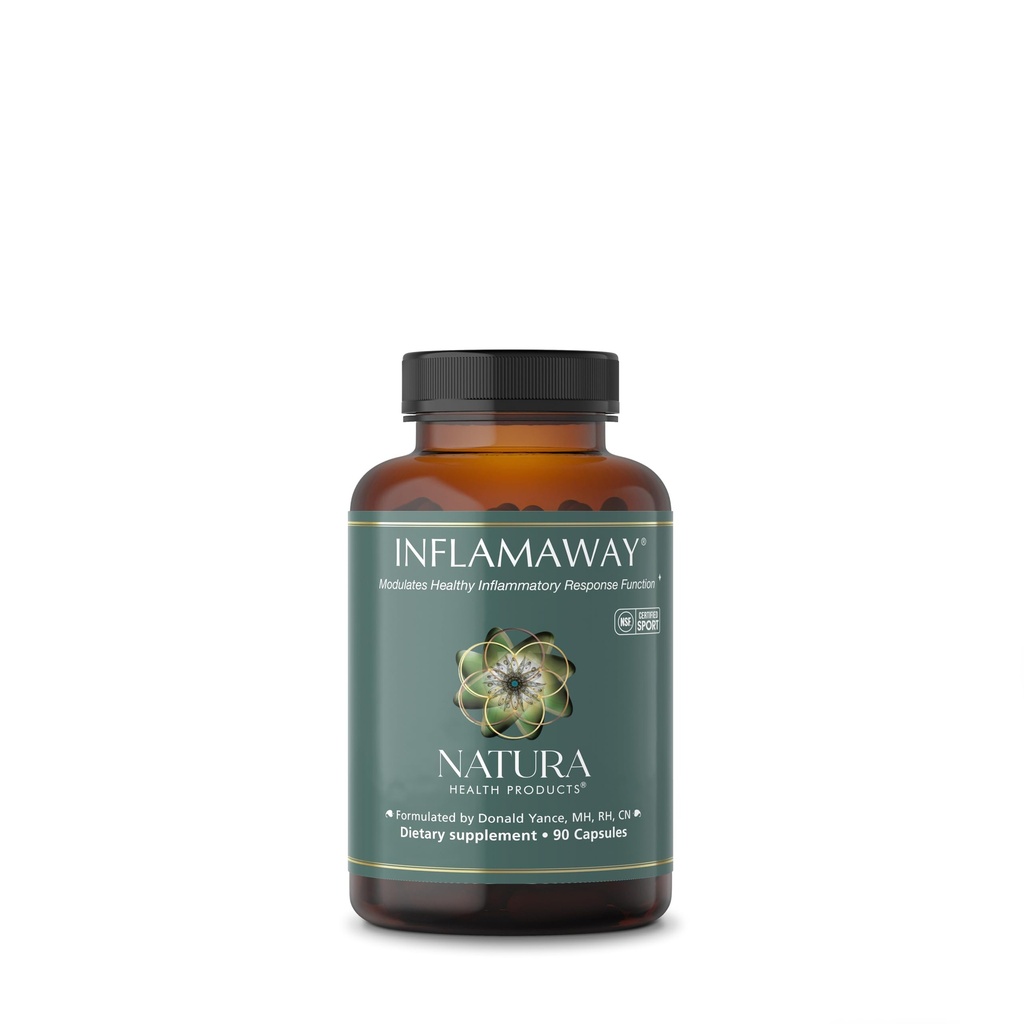 Natura Health Products InflamAway תוסף - Modulate a בריאה Inflammatory Response - כולל Boswellia Serrata, Bromelain, ג'ינג'ר, Black Pepper (BioPerine) ו סינית Skullcap (90 קפסולות)