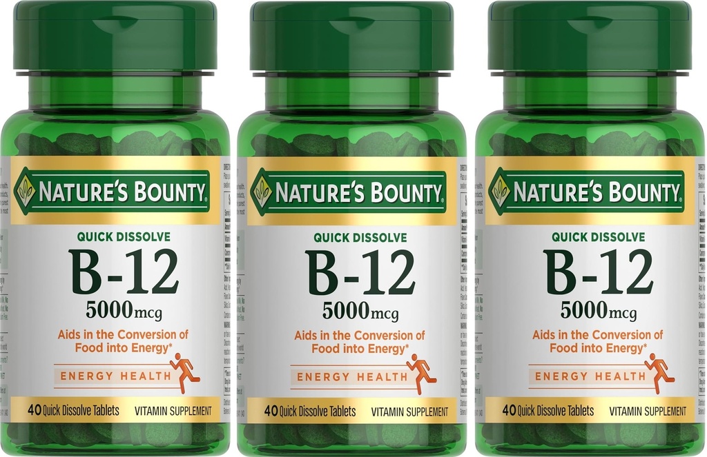 ויטמין B-125,000 mcg של Nature's Bounty ויטמין B-125,000 mcg, 40 טבליות במהירות דיסלוט (Pack of 3)
