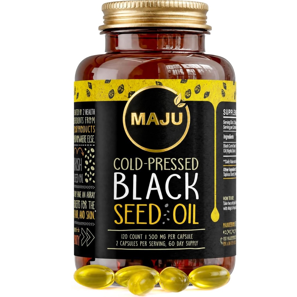 מגנזיוםu Superfoods שחור Seed שמן קפסולות, חזק קר העיתונות, 2% Thymoquinone, 100% טורקי שחור קמין Nigella Sativa שמן, אורגני BSO, נוזל שחורד, 120 מ"ג לקפסולה, 500 מ"ג לכל קפסולה