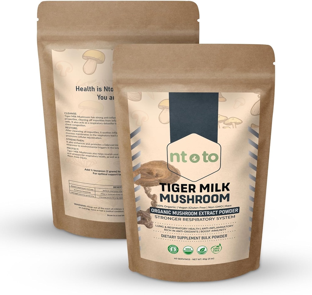 Tiger Milk Mushroom תוסף (Lignosus Rhinocerus) 3oz (85g) | תומך Lungs & Respiratory Health - Herbal Extract - Non-GMO, טבעוני, אורגני | 40 משרתים