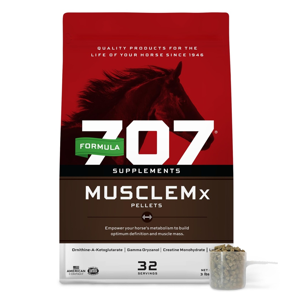 פורמולה 707 שריר Mx Equine תוסף, 3lb Bag - תמיכה מותנית שריר עבור סוסים עם Lysine, Gamma Oryzanol, Creatine & OKG
