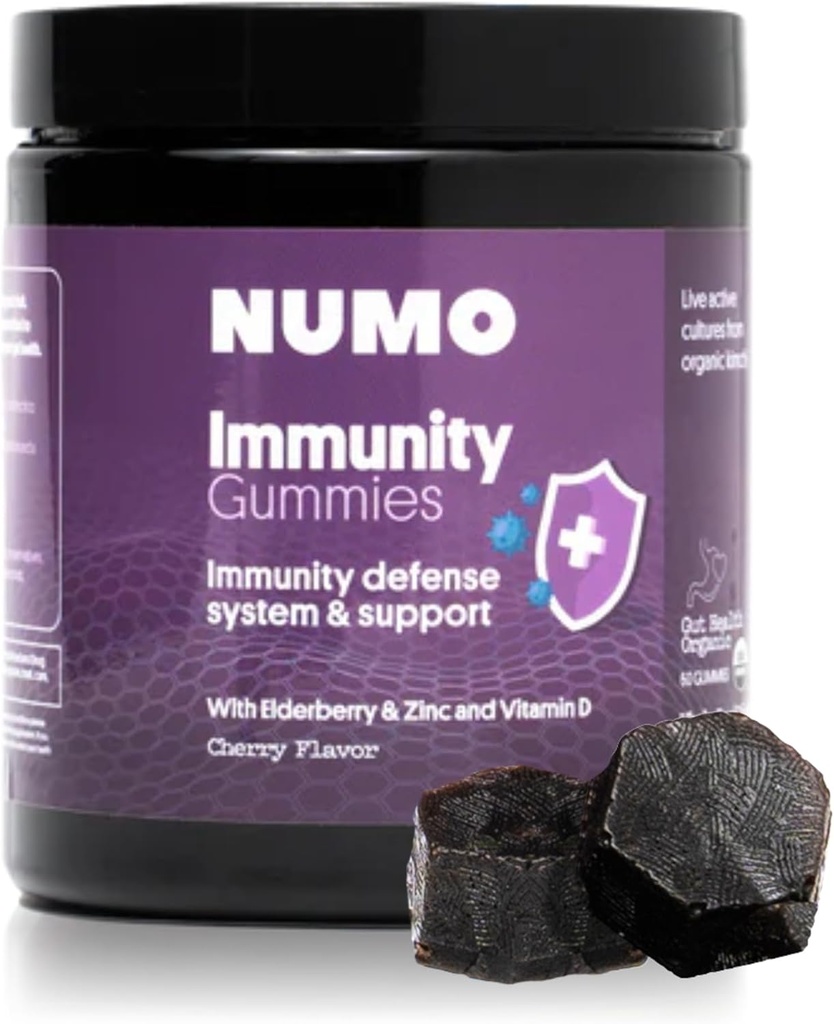 Numo Elderberry Gummies - Immune System Support with Antioxidants תוסף - פורמולה מלאה עם פירות Sambucus, ויטמין D3, Zinc, C, Probiotics - אורגני, טבעוני וכשר - 60 הרוזן