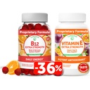 לונוקאי ויטמין B12 ווויטמין E Gummies Bundle - 3000 mcgmies עבור מבוגרים אנרגיה תמיכה בריאות העצם - 250 מ"ג 1000 iu טבעי VIT E פלוס C