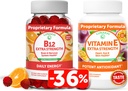 לונוקאי ויטמין B12 ווויטמין E Gummies Bundle - 3000 mcgmies עבור מבוגרים אנרגיה תמיכה בריאות העצם - 250 מ"ג 1000 iu טבעי VIT E פלוס C