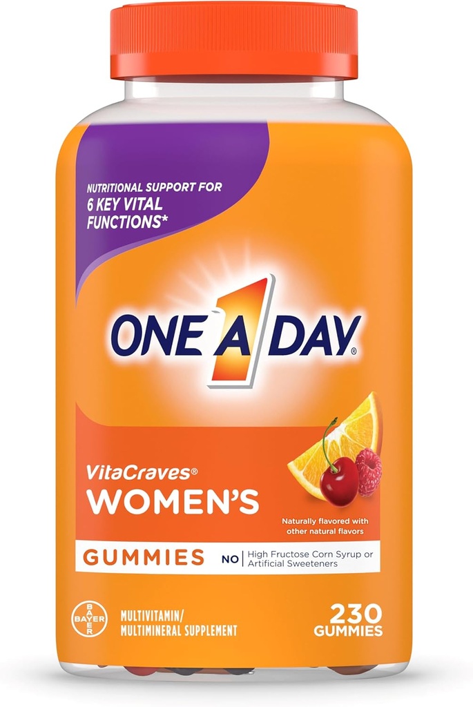 One A Day Women's Multivitamin Gummies, Multivitamin לנשים עם ויטמין A, C, E, ויטמין D ו- Zinc for Immune Health Support, 230 ספירה