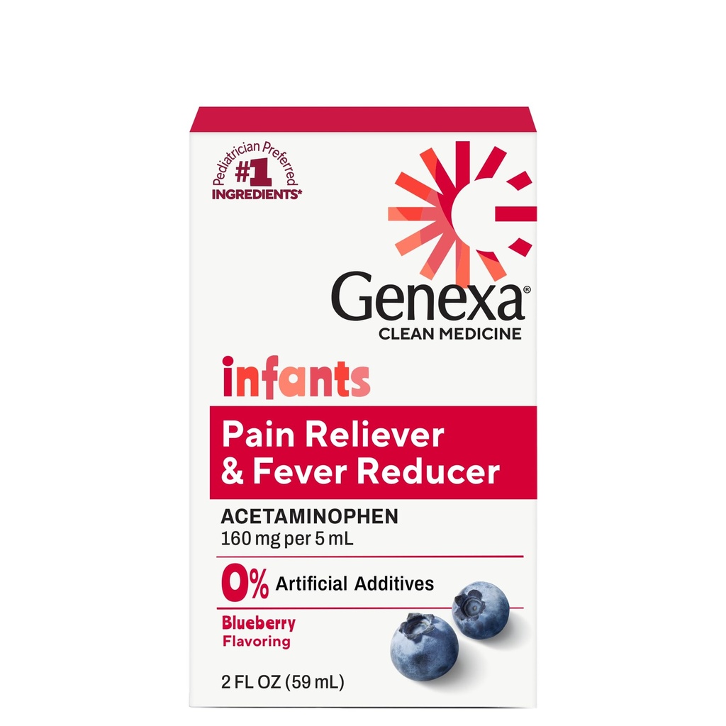 ג'ינקס תינוקות נקיים Acetaminophen | רופאי ילדים מעדיפים רכיבים | Pain Reliever & Fever reductionr for Babies