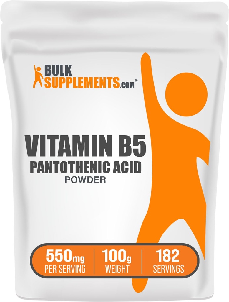BulkSupplements.com ויטמין B5 - כמו Calcium Pantothenate, B5 ויטמינים - Gluten Free, 500 מ"ג של ויטמין B5 Pantothenic Acid לכל משרת, 100g (3.5 oz) (Pack of 1)