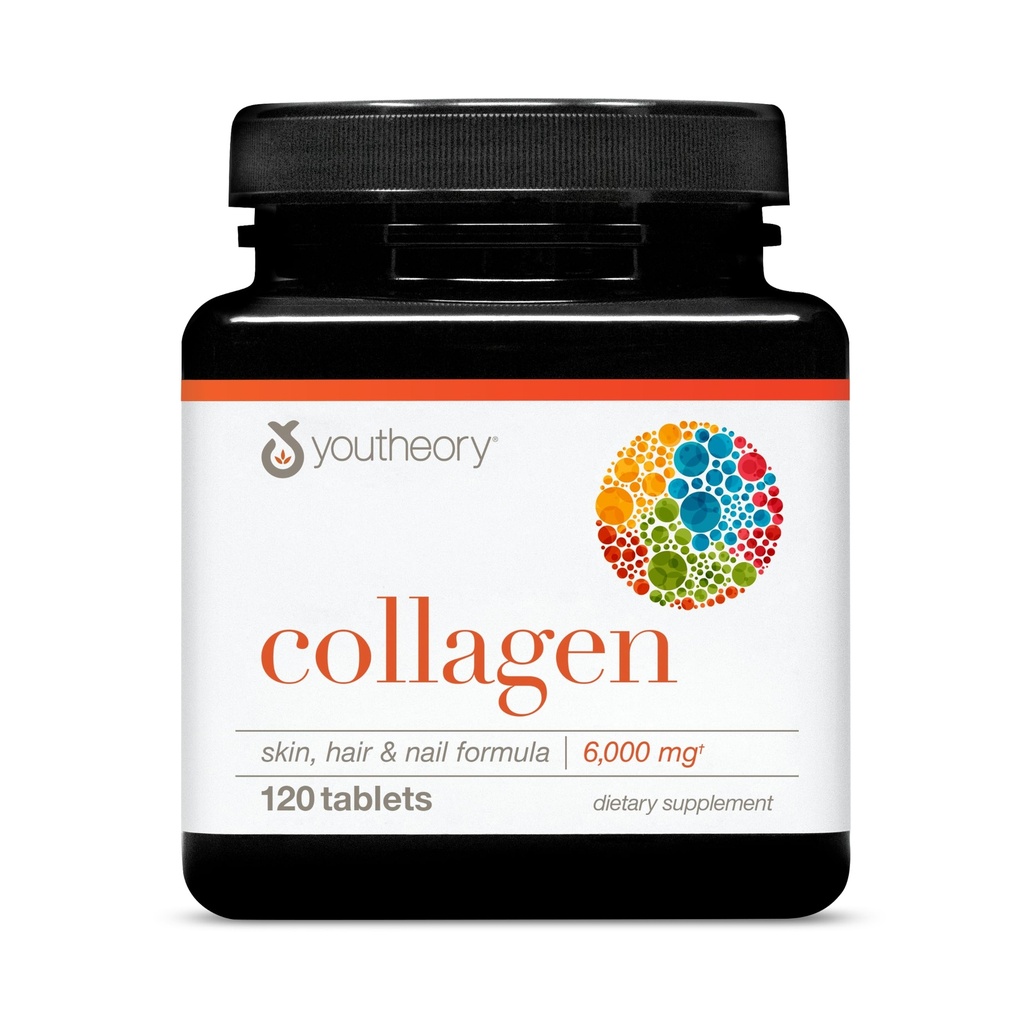 Youtheory Advanced Collagen - 6,000 מ"ג - עם ויטמין C & Amino Acids - עבור צמיחת שיער, Skin & Nails * - תמיכה משותפת, עצם ובריאות שרירים * - עבור נשים וגברים - 120 טבליות (20 יום אספקה)