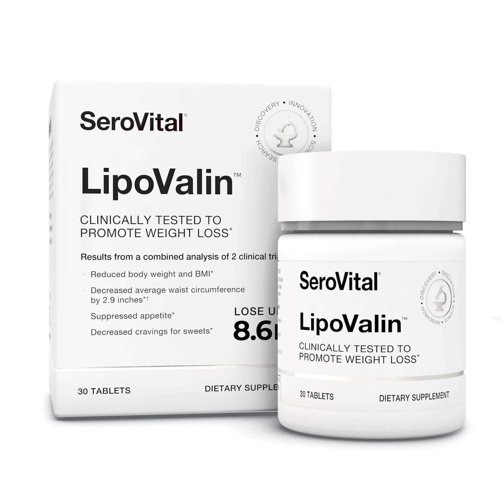 Serovital LipoValin קלינית אימות גלולות הרזיה לנשים - דיאטה גלולה, Appetite Suppressant, Stimulant חינם ירידה במשקל תוספת - 30 טבליות