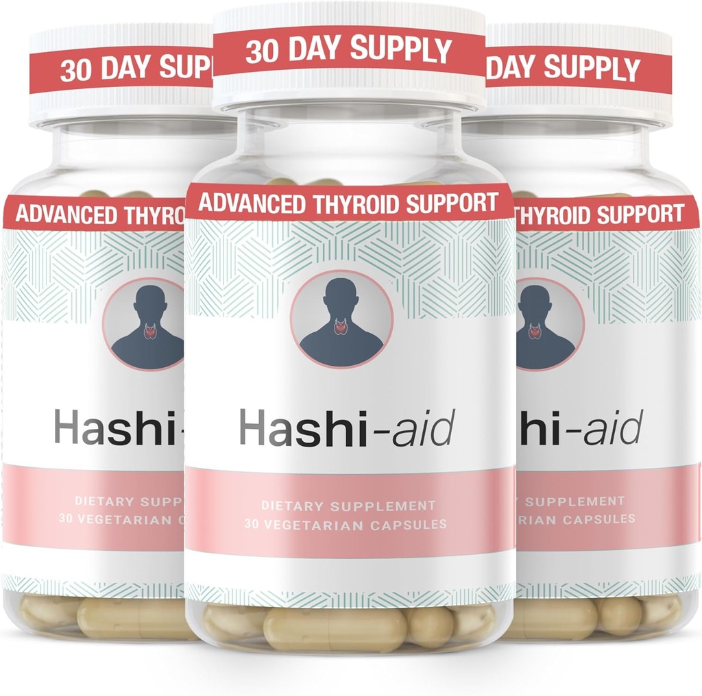 IBDassist TM Hashi Aid Thyroid Support for Women & Men - תוסף Thyroid עבור מחלת Hashimoto ו Hypothyroidism * - עם Ashwagandha, Selenium, Zinc, ויטמינים ועוד - 30 קפסולות (3 Pack)