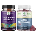 Bundle of Pure Magnesium Glycinate 400 מ"ג עבור שינה מ Mood ומנוחה 240ct ותוספת כוח Zinc חניכיים למבוגרים - חניכיים חסינות עבור מבוגרים
