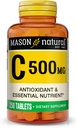MASON NATURAL ויטמין C 500 מ"ג - תמיכה מערכת החיסון בריאה, אנטיקסידנטים וחומרי תזונה חיוניים, 250 טבליות
