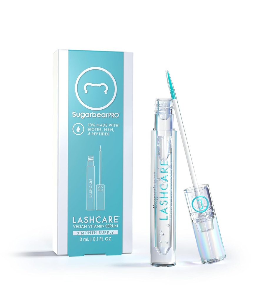 SugarbearPRO LashCare ויטמין Serum עם פפטסידים MSM ו Biotin | פורמולה טבעונית | 3 חודשים אספקה עבור Fuller Healthier Looking Lashes