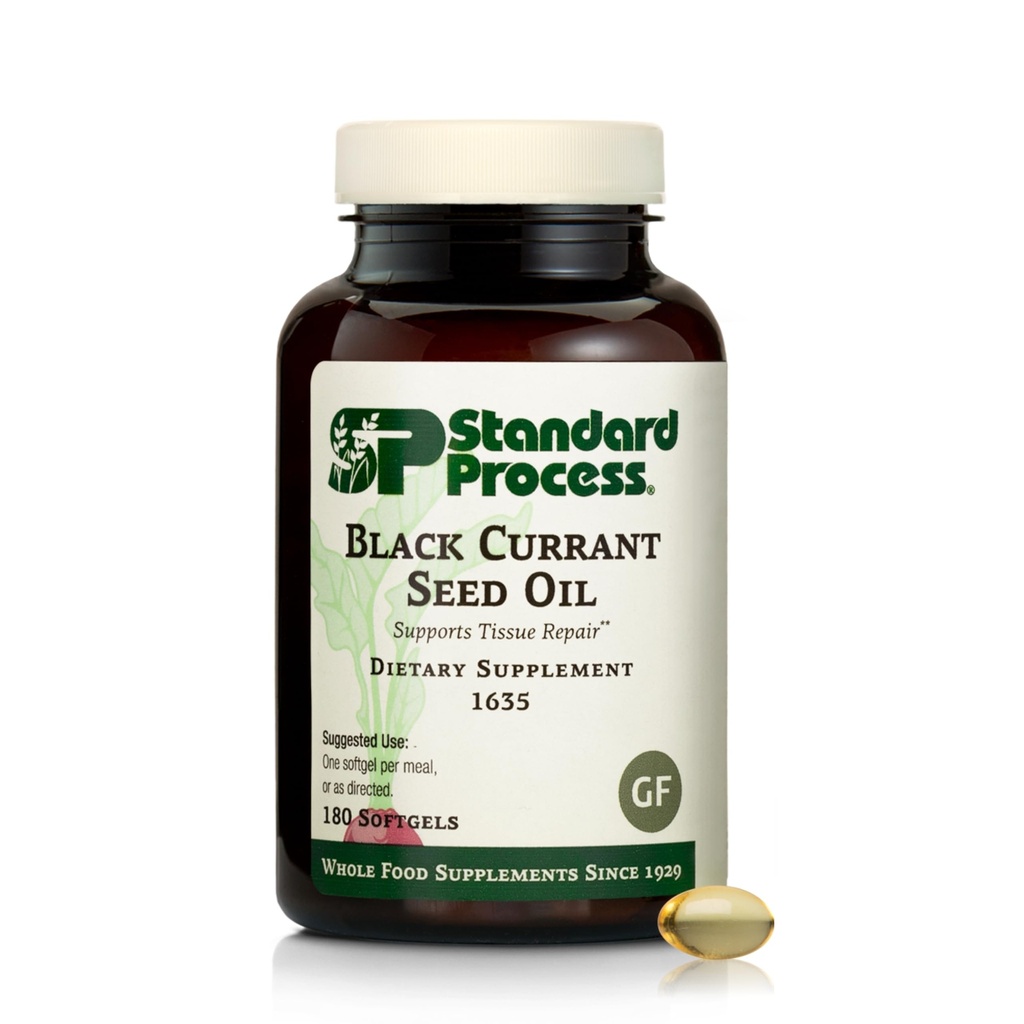 מעבד סטנדרטי Black Currant Seed Oil Dietary תוסף - תמיכה ללא גלוטן - טיפול טבעי Tissue Care - 180 Softgels