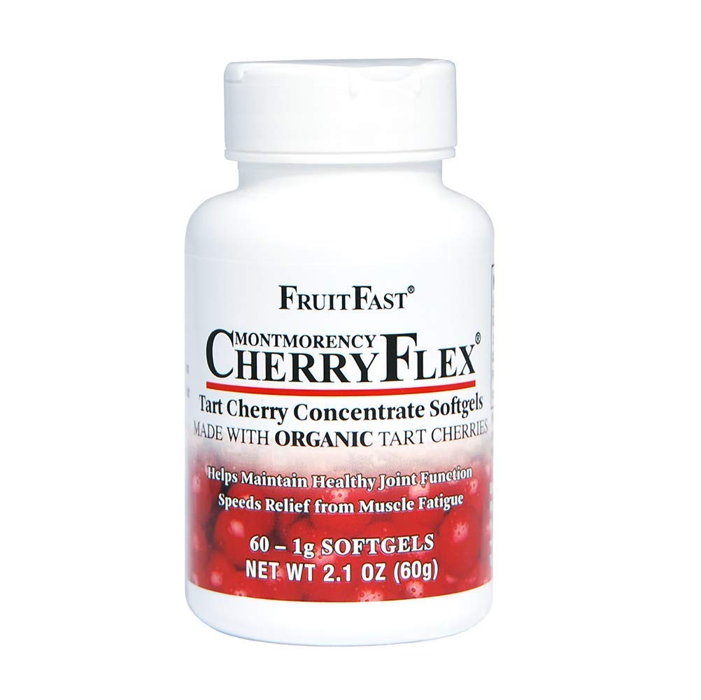 פירותFast CherryFlex 100% Red Tart Organic Cherry Concentrate תוסף - Chewable Softgel - 60 Count - non-GMO ו Gluten Free - מקדם תפקוד משותף בריא *