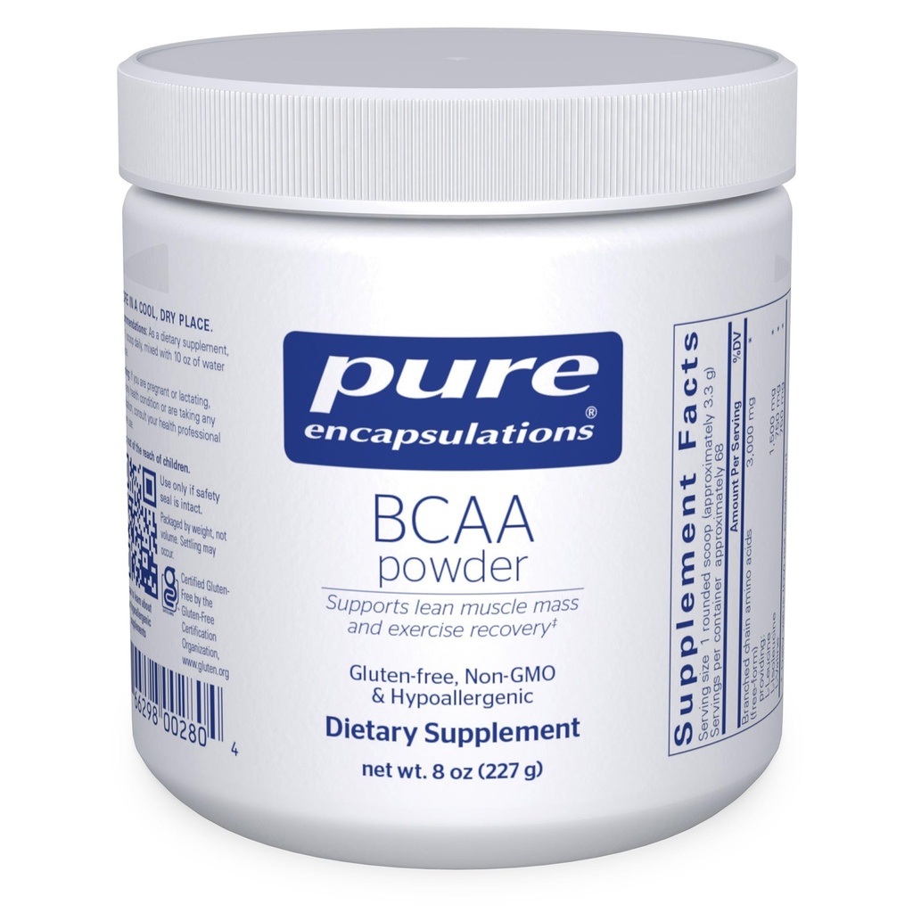Pure Encapsulations אבקת BCAA | תוסף Hypoallergenic לתמיכה בתפקוד השרירים במהלך פעילות גופנית | 8 Ouncess