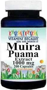 ויטמינים כי Muira Puama לחלץ 1000 מ"ג תוספת עבור גברים ונשים תמיכה (200 ct)