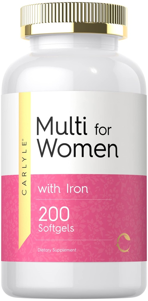 Karlyle Multivitamin לנשים עם ברזל | 200 Softgels | ויטמינים חיוניים, מינרלים ואומגאות | תוספי תמיכה תזונתית