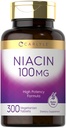 Carlyle Niacin 100 מ"ג | 300 טבליות צמחוניות | Non-GMO,ten Glu | High Potency Formula