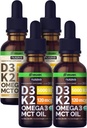 NUSAVA Unflavored D3 K2 נוזל טיפות ו Vanilla Flavored D3 K2 נוזל טיפות Bundle - ויטמין נוזלי פוטרנט עבור הלב, משותף, העצם, השרירים, תמיכה Immune - non-GMO, Gluten-Free, 2pk כל אחד