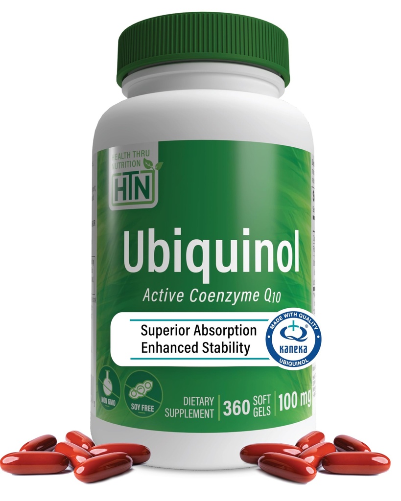 בריאות Thru Nutrition Ubiquinol 100 מ"ג 360 Softgels כמו קנקה QH מופחת CoQ-10 | Stabilized - 3rd Party Tested