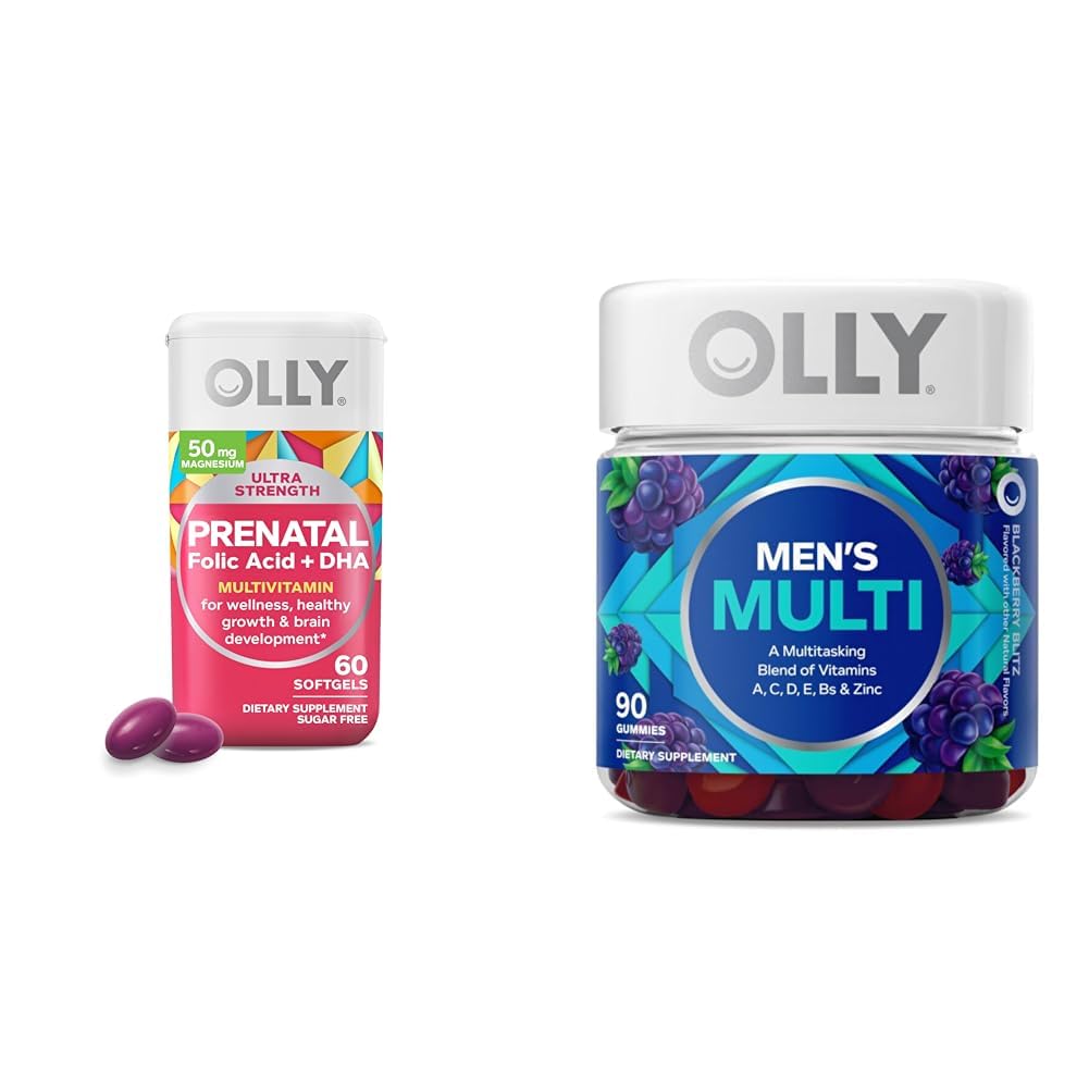 OLLY Prenatal Multivitamin Softgels ו ויטמין חניכיים של גברים בונדלה, 60 ו 90 הרוזן