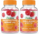 Lifeable Phosphatidylserine (PS) + Collagen & Biotin, Gummies Bundle - Great Tasting, ויטמין, Gluten Free, GMO חינם, Chewable Gummymymymy