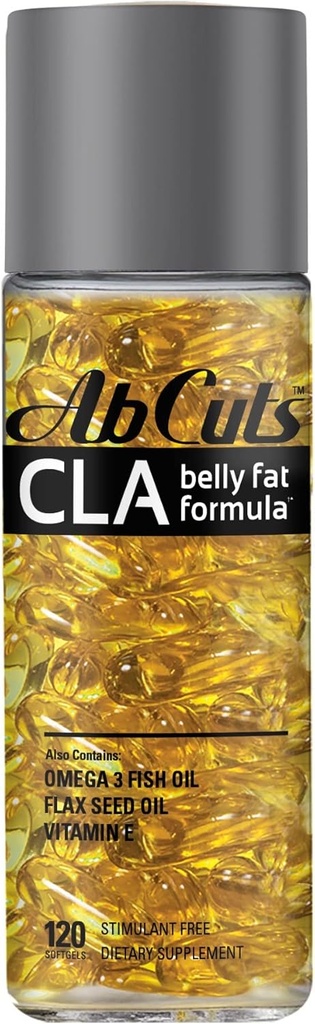 CLA Belly Fat פורמולה - 120 Easy-to-Swallow Softgels - אומגה 3 שמן דגים, שמן Flaxseed ויטמין E - מסייע להגביר את ההיצע האנטי-חמצן ואת הגוף הבריא