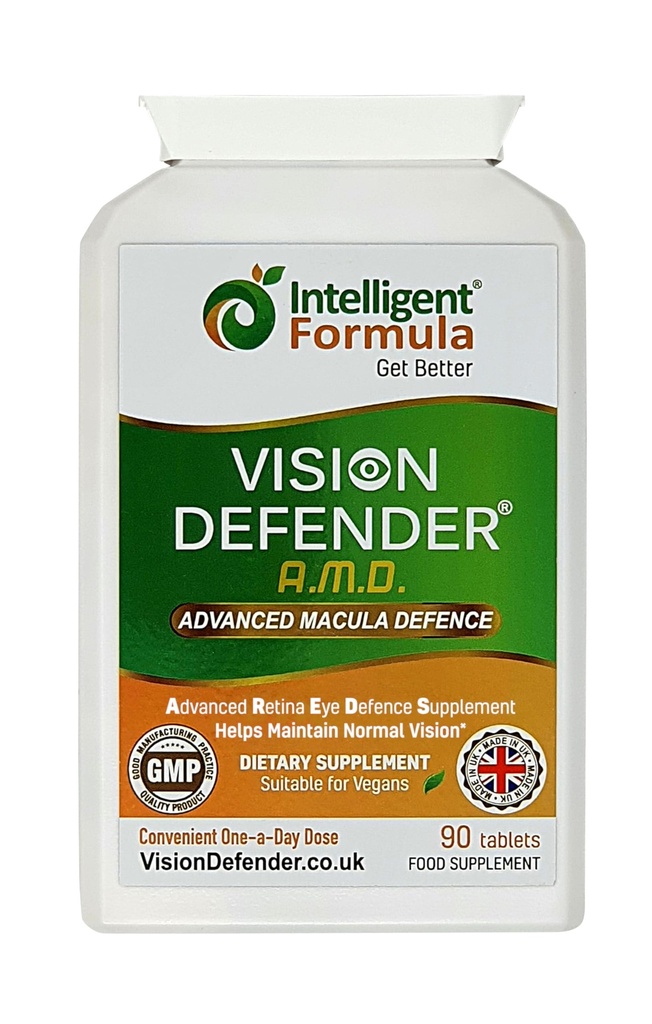 Vision Defender AMD הםDS2 עיניים ויטמינים - Exact AreDS 2 פורמולה עם Lutein & Zeaxanthin, ויטמינים C & E, Zinc 25 מ"ג ו-Copper - פעם בריאות עין טבעונית בריאות, 90 טבליות