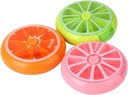 Portable Mini 7 Day Weekly Circular Shape Rotary Sweet Fruit Style 3Compartment Pill Organer Box (Mixed Color)