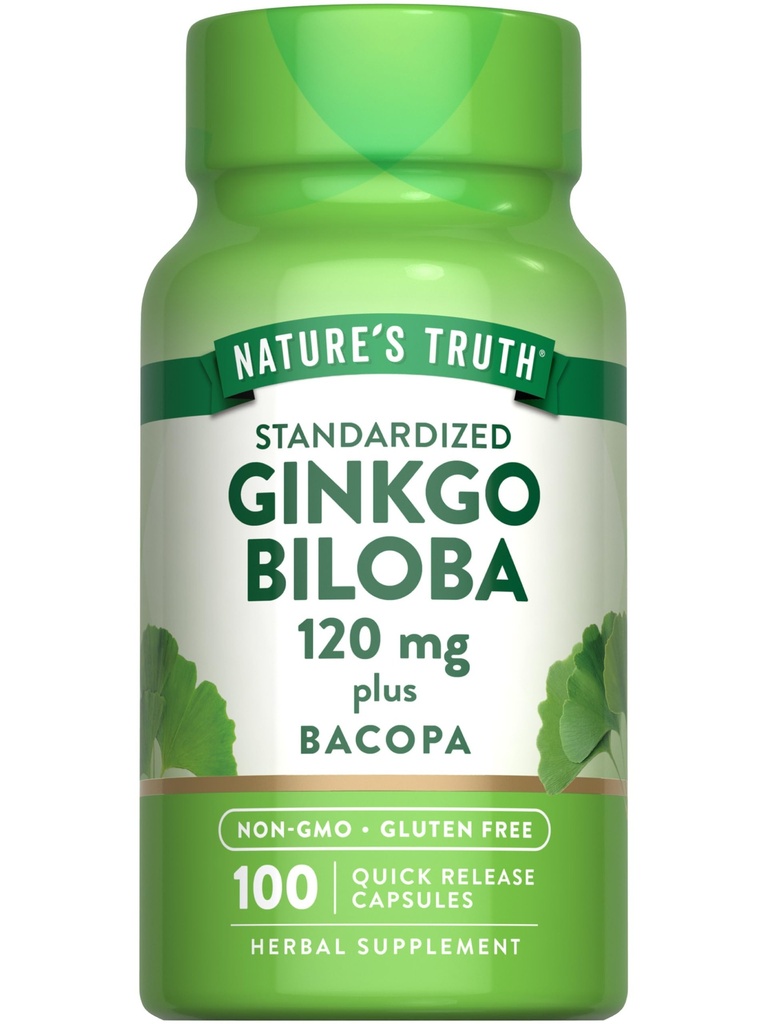 האמת של הטבע ג'ינקגו בילובה 120 מ"ג | Plus Bacopa | 100 קפסולות שחרור מהיר | Non-GMO ו- Gluten Free Supplement
