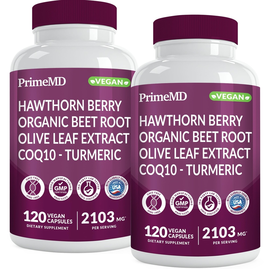 26-in-1 Nitric Oxide תוסף - Heart & Circulation Support with CoQ10, Turmeric, אורגני Beet Root, הותורן ברי & Garlic - 2103 מ"ג למשרתת (120ct, Pack of 2)