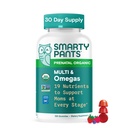SmartyPants Organic Prenatal ויטמינים לנשים, Multivitamin Gummies: Biotin, Methylfolate, אומגה 3 (ALA), ויטמין D3, C, ויטמין B12, B6, A, K2 & Zinc, Choline, Vegetarian, 120 (30 יום אספקה)